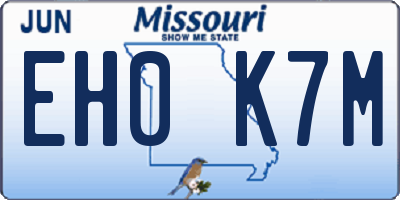 MO license plate EH0K7M