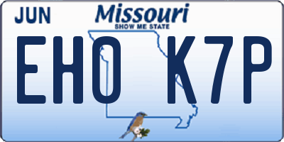 MO license plate EH0K7P