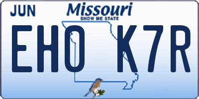 MO license plate EH0K7R