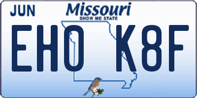 MO license plate EH0K8F