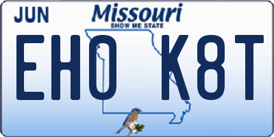 MO license plate EH0K8T