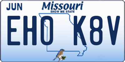 MO license plate EH0K8V