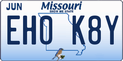 MO license plate EH0K8Y