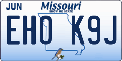 MO license plate EH0K9J