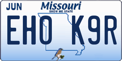 MO license plate EH0K9R
