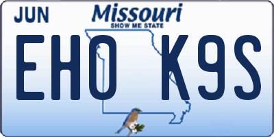 MO license plate EH0K9S
