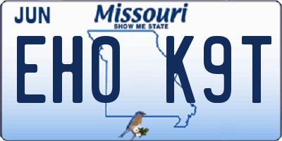 MO license plate EH0K9T