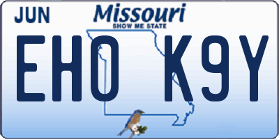 MO license plate EH0K9Y