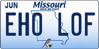 MO license plate EH0L0F