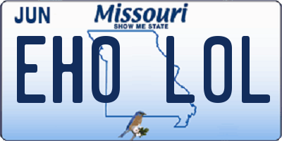 MO license plate EH0L0L