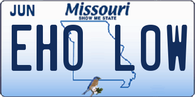MO license plate EH0L0W