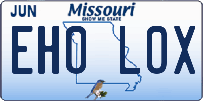 MO license plate EH0L0X