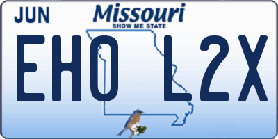 MO license plate EH0L2X