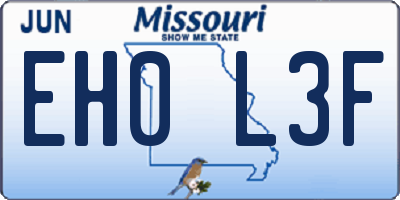MO license plate EH0L3F