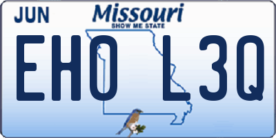 MO license plate EH0L3Q