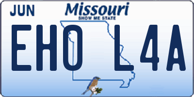 MO license plate EH0L4A