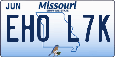 MO license plate EH0L7K
