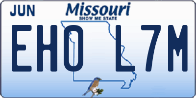 MO license plate EH0L7M