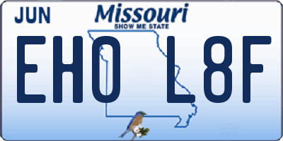 MO license plate EH0L8F
