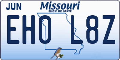 MO license plate EH0L8Z