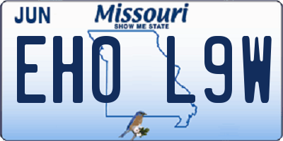 MO license plate EH0L9W
