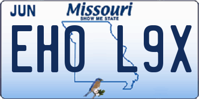 MO license plate EH0L9X