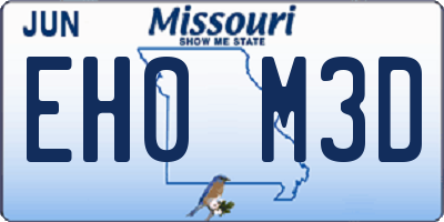 MO license plate EH0M3D