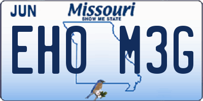 MO license plate EH0M3G
