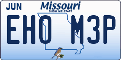 MO license plate EH0M3P