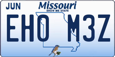 MO license plate EH0M3Z