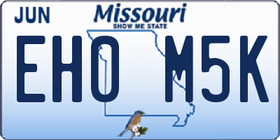 MO license plate EH0M5K