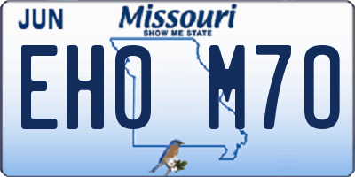 MO license plate EH0M7O