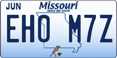 MO license plate EH0M7Z
