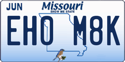 MO license plate EH0M8K