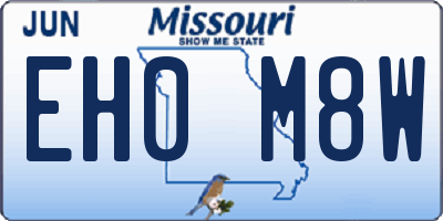 MO license plate EH0M8W