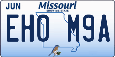 MO license plate EH0M9A