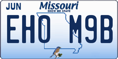 MO license plate EH0M9B