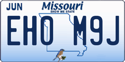 MO license plate EH0M9J