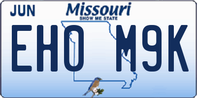 MO license plate EH0M9K
