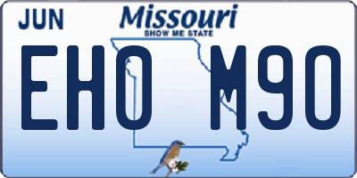 MO license plate EH0M9O