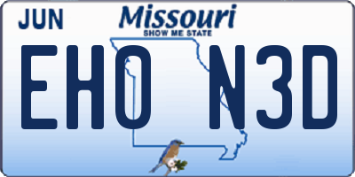 MO license plate EH0N3D