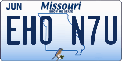MO license plate EH0N7U