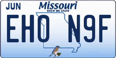 MO license plate EH0N9F