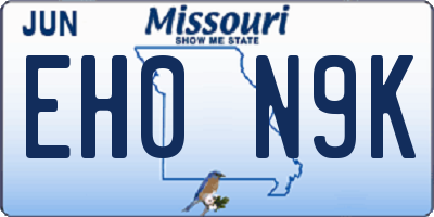 MO license plate EH0N9K