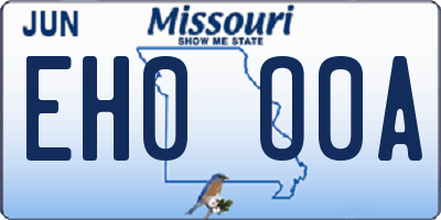 MO license plate EH0O0A