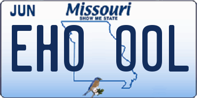 MO license plate EH0O0L