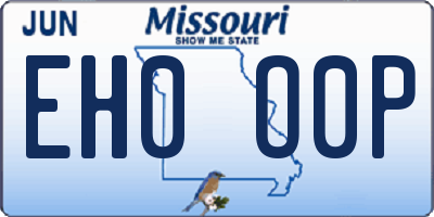 MO license plate EH0O0P