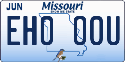 MO license plate EH0O0U
