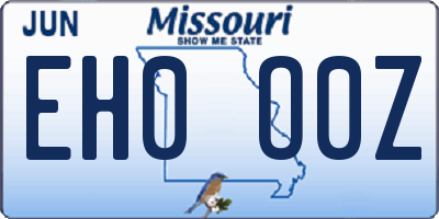 MO license plate EH0O0Z