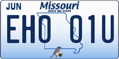 MO license plate EH0O1U